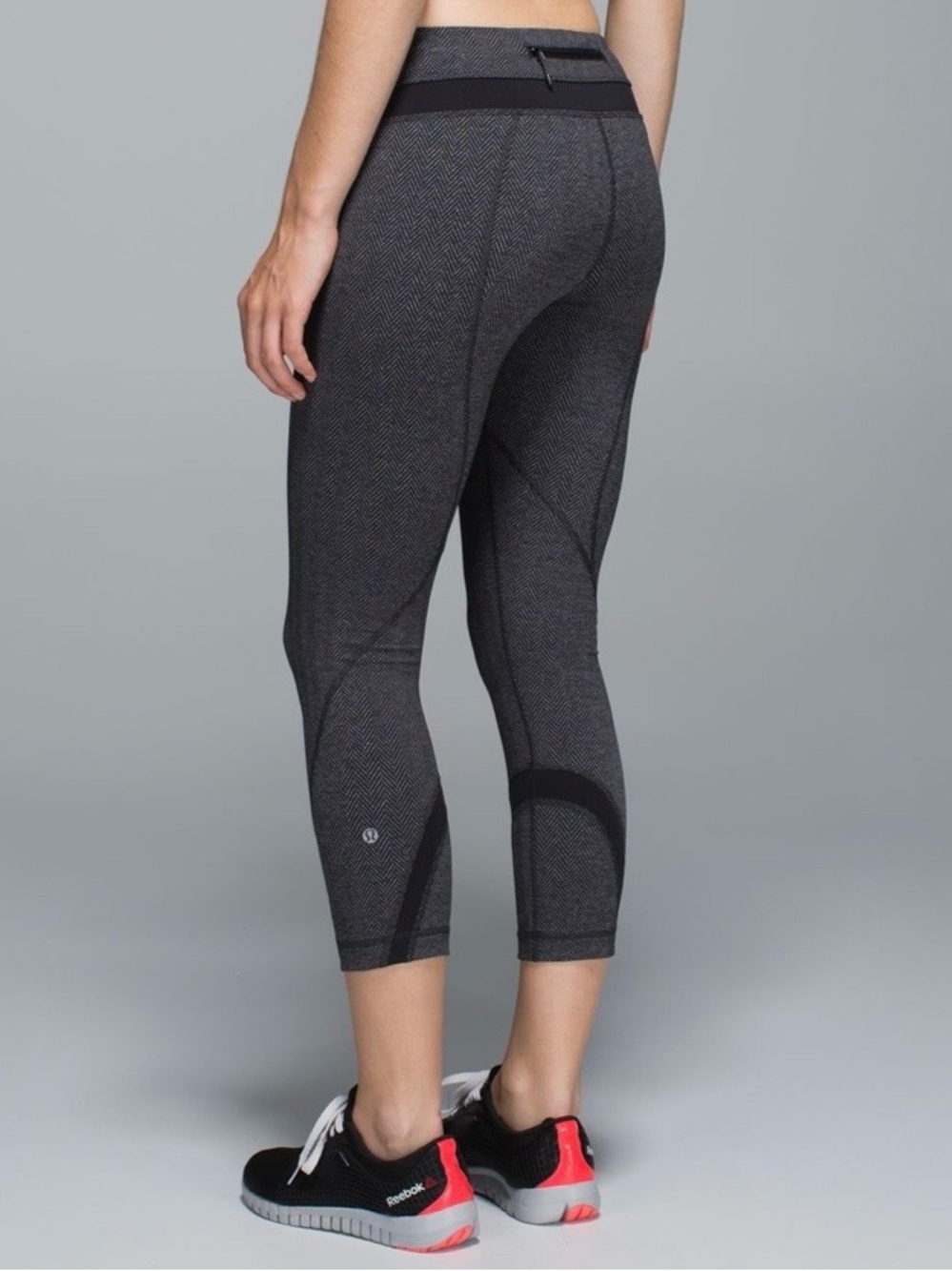 FINAL SALE Lululemon Run: Inspire Crop II Giant Herringbone Black Heathered Blac